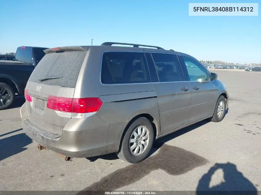 5FNRL38408B114312 2008 Honda Odyssey Ex