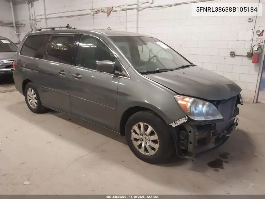 5FNRL38638B105184 2008 Honda Odyssey Ex-L
