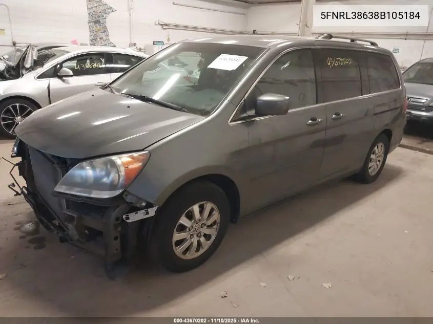 5FNRL38638B105184 2008 Honda Odyssey Ex-L