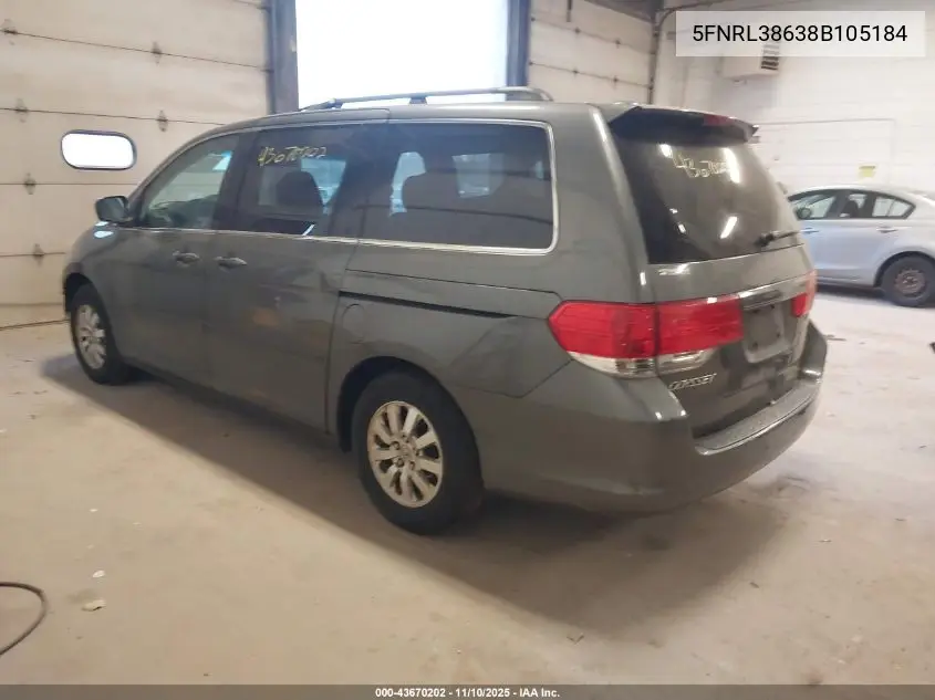 5FNRL38638B105184 2008 Honda Odyssey Ex-L