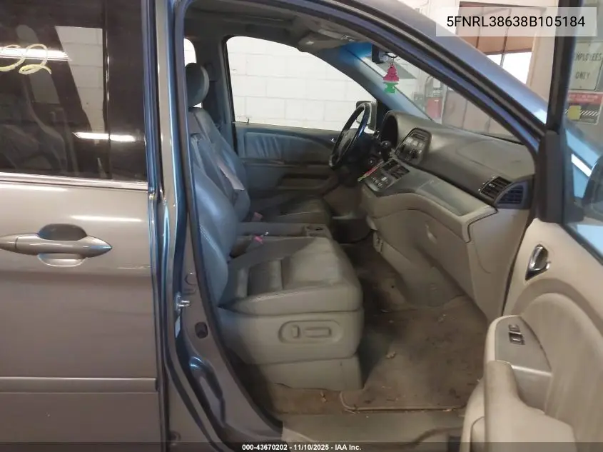5FNRL38638B105184 2008 Honda Odyssey Ex-L
