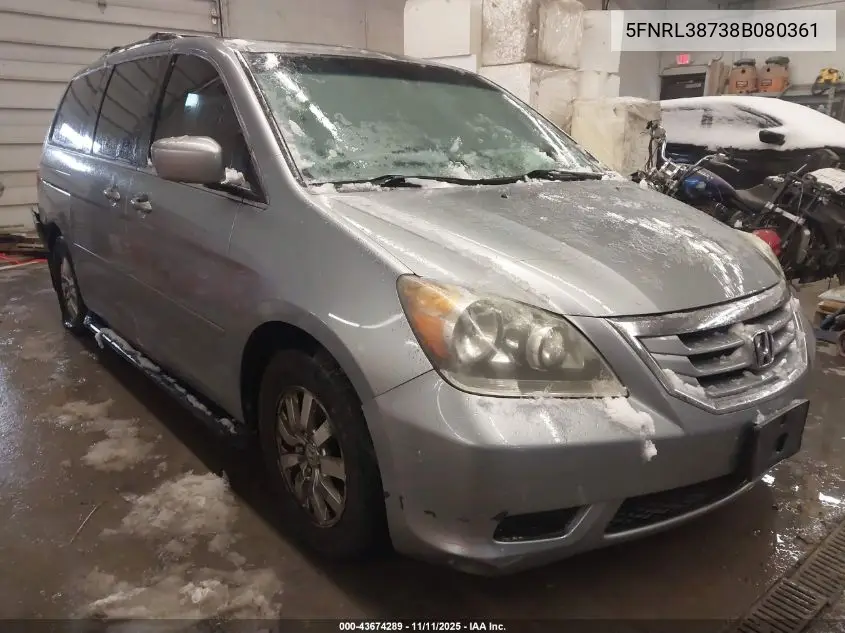 5FNRL38738B080361 2008 Honda Odyssey Ex-L