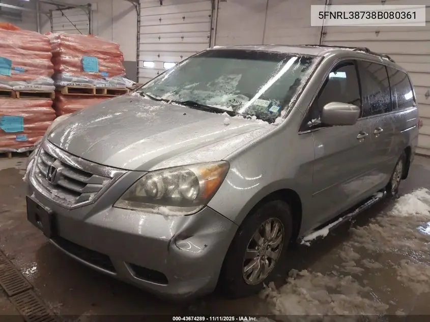 5FNRL38738B080361 2008 Honda Odyssey Ex-L