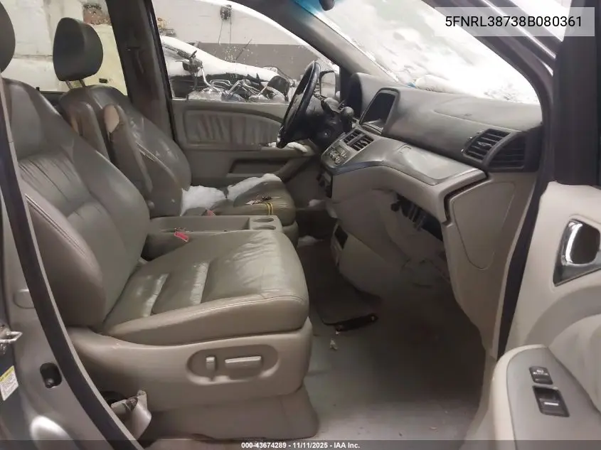 5FNRL38738B080361 2008 Honda Odyssey Ex-L