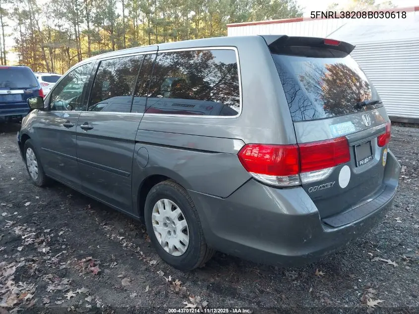5FNRL38208B030618 2008 Honda Odyssey Lx