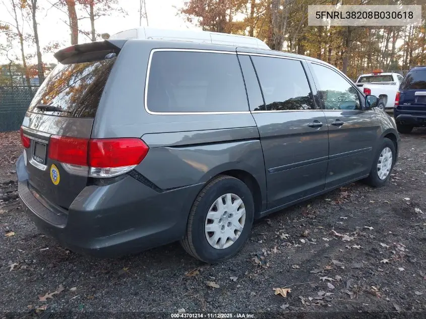 5FNRL38208B030618 2008 Honda Odyssey Lx