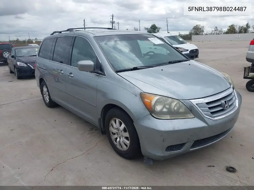 5FNRL38798B024487 2008 Honda Odyssey Ex-L