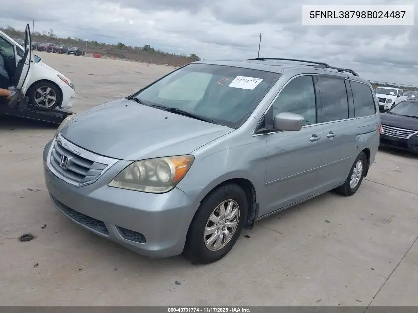 5FNRL38798B024487 2008 Honda Odyssey Ex-L