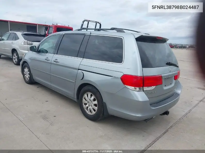 5FNRL38798B024487 2008 Honda Odyssey Ex-L