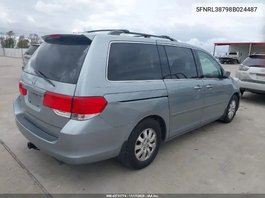 5FNRL38798B024487 2008 Honda Odyssey Ex-L