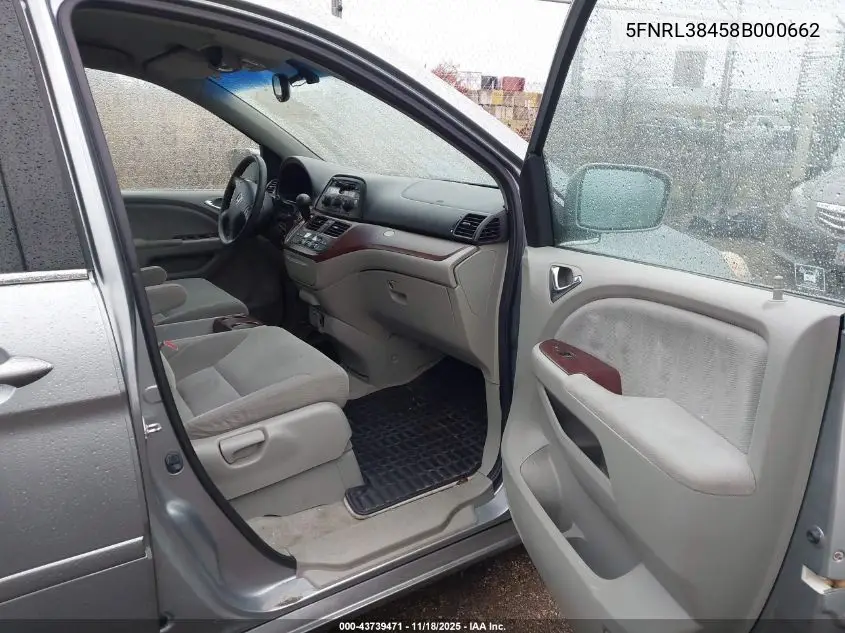 5FNRL38458B000662 2008 Honda Odyssey Ex