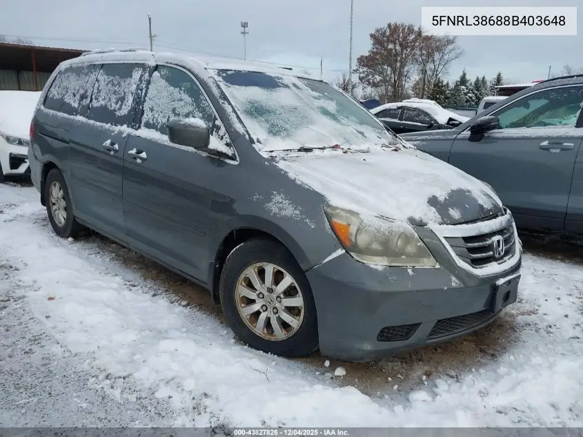 5FNRL38688B403648 2008 Honda Odyssey Ex-L