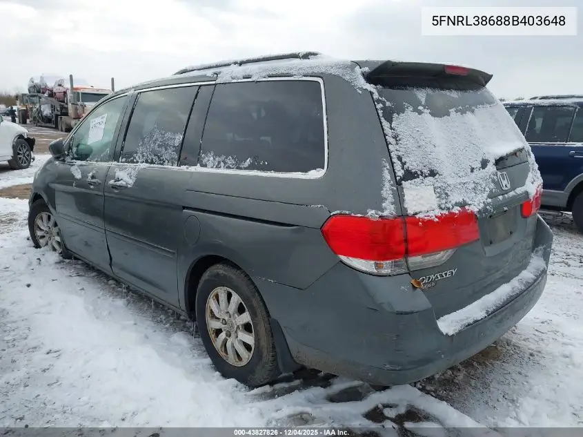 5FNRL38688B403648 2008 Honda Odyssey Ex-L
