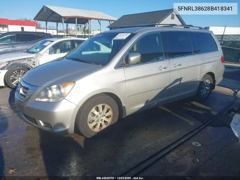 5FNRL38628B418341 2008 Honda Odyssey Ex-L