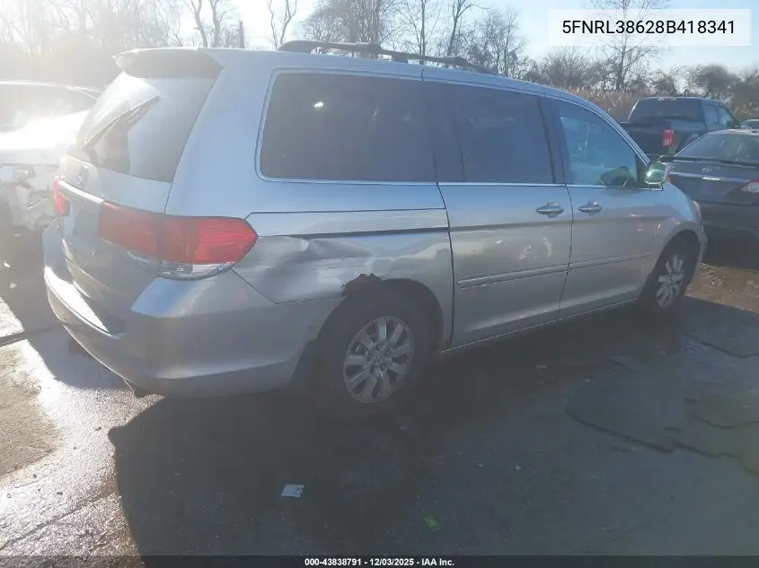 5FNRL38628B418341 2008 Honda Odyssey Ex-L