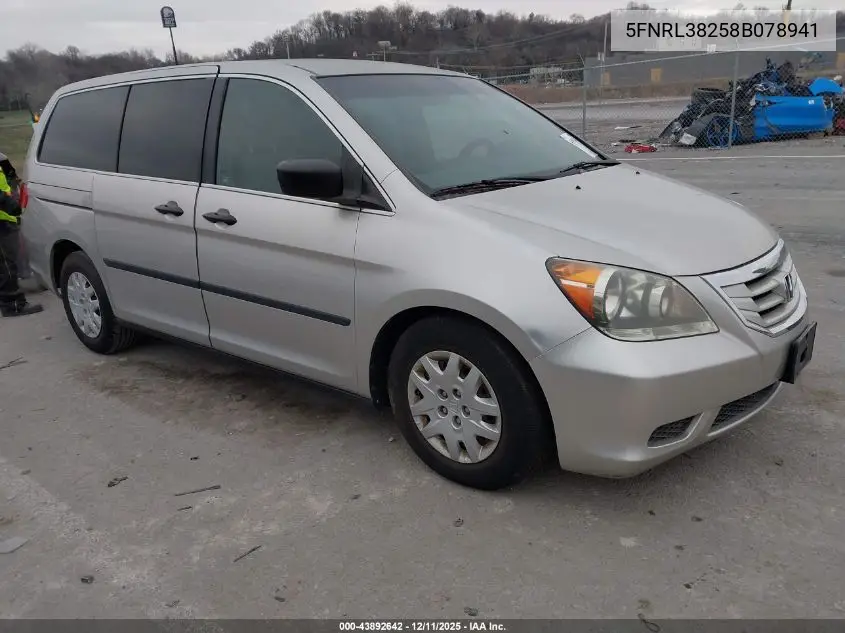 5FNRL38258B078941 2008 Honda Odyssey Lx