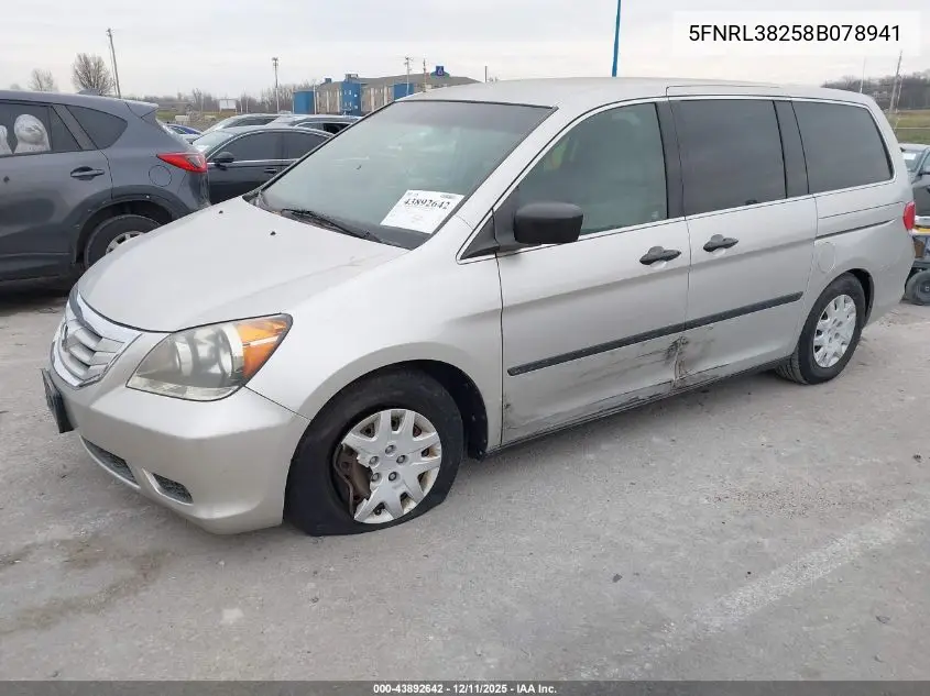 5FNRL38258B078941 2008 Honda Odyssey Lx