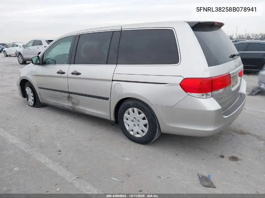 5FNRL38258B078941 2008 Honda Odyssey Lx