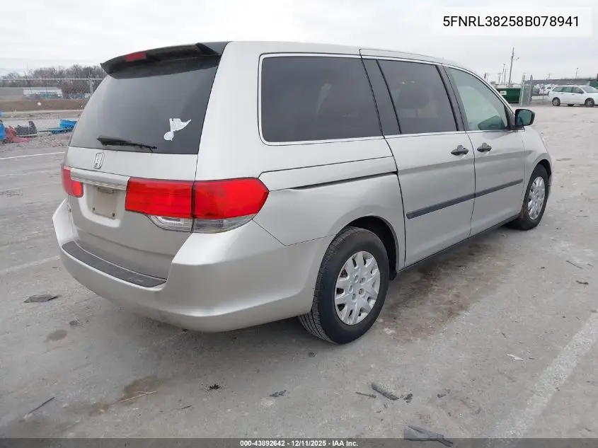 5FNRL38258B078941 2008 Honda Odyssey Lx