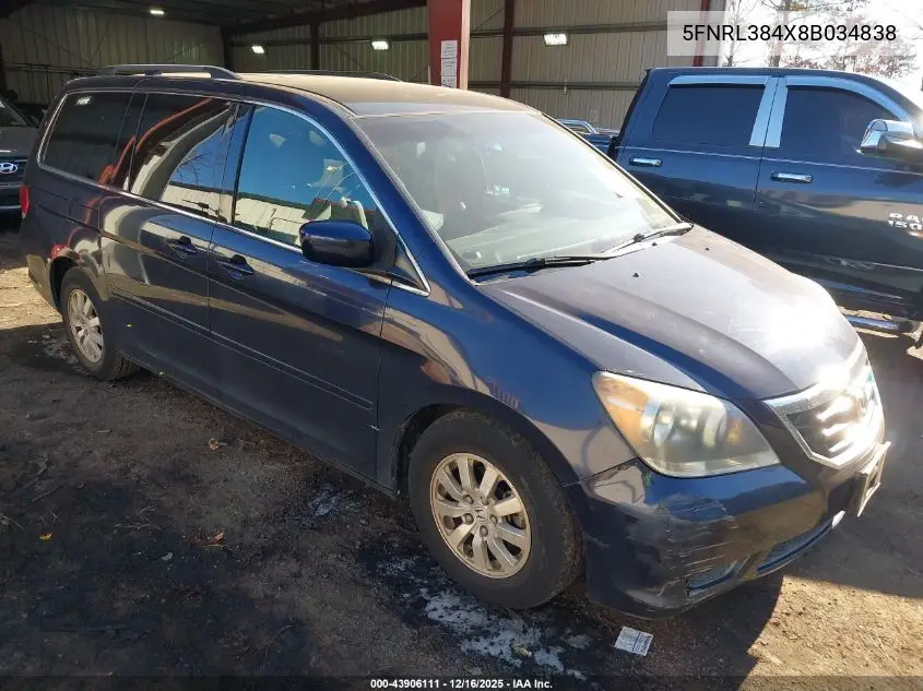 5FNRL384X8B034838 2008 Honda Odyssey Ex