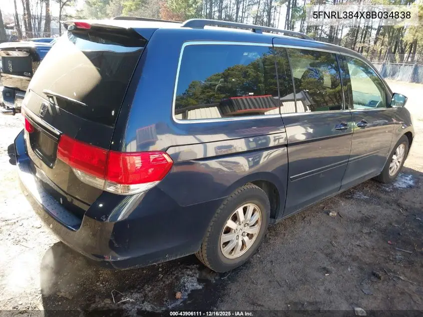 5FNRL384X8B034838 2008 Honda Odyssey Ex