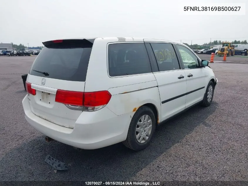 2009 Honda Odyssey VIN: 5FNRL38169B500627 Lot: 12070027