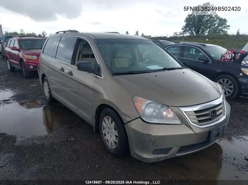 5FNRL38249B502420 2009 Honda Odyssey Lx