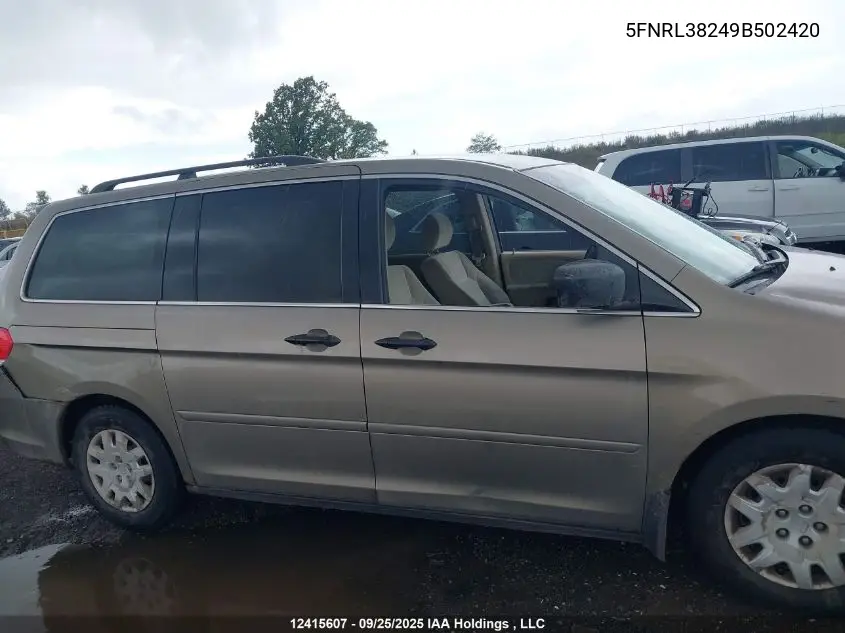 5FNRL38249B502420 2009 Honda Odyssey Lx