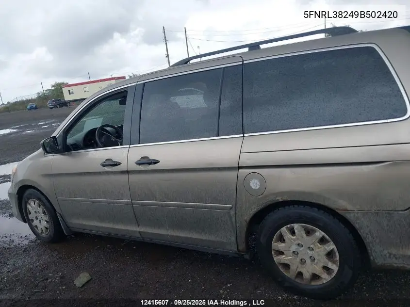 5FNRL38249B502420 2009 Honda Odyssey Lx