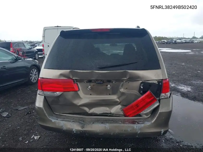5FNRL38249B502420 2009 Honda Odyssey Lx