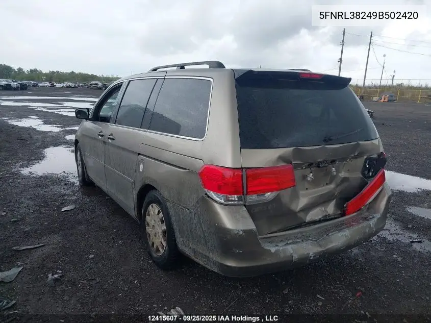 5FNRL38249B502420 2009 Honda Odyssey Lx