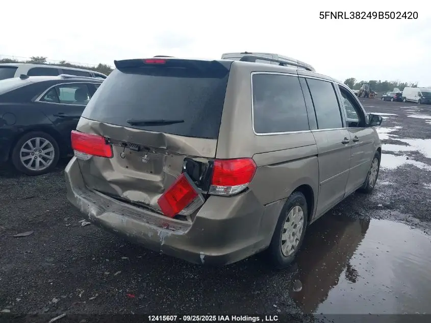 5FNRL38249B502420 2009 Honda Odyssey Lx