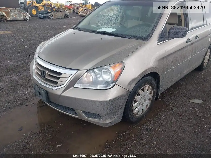 5FNRL38249B502420 2009 Honda Odyssey Lx