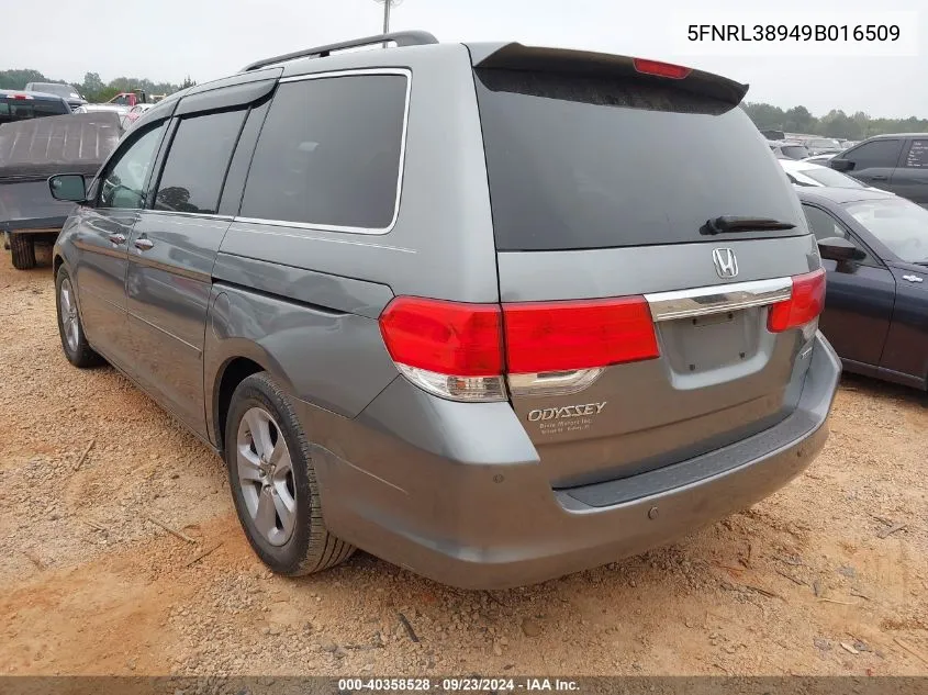 2009 Honda Odyssey Touring VIN: 5FNRL38949B016509 Lot: 40358528