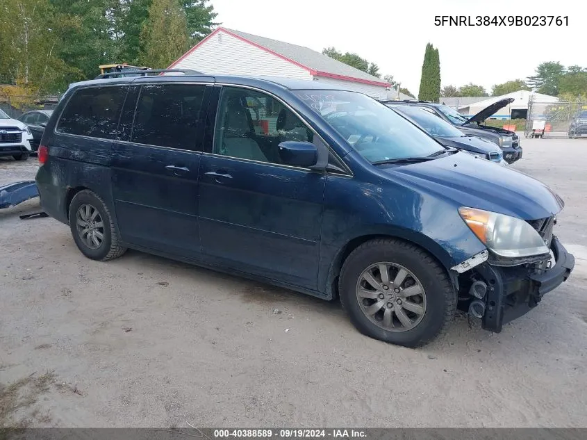 2009 Honda Odyssey Ex VIN: 5FNRL384X9B023761 Lot: 40388589