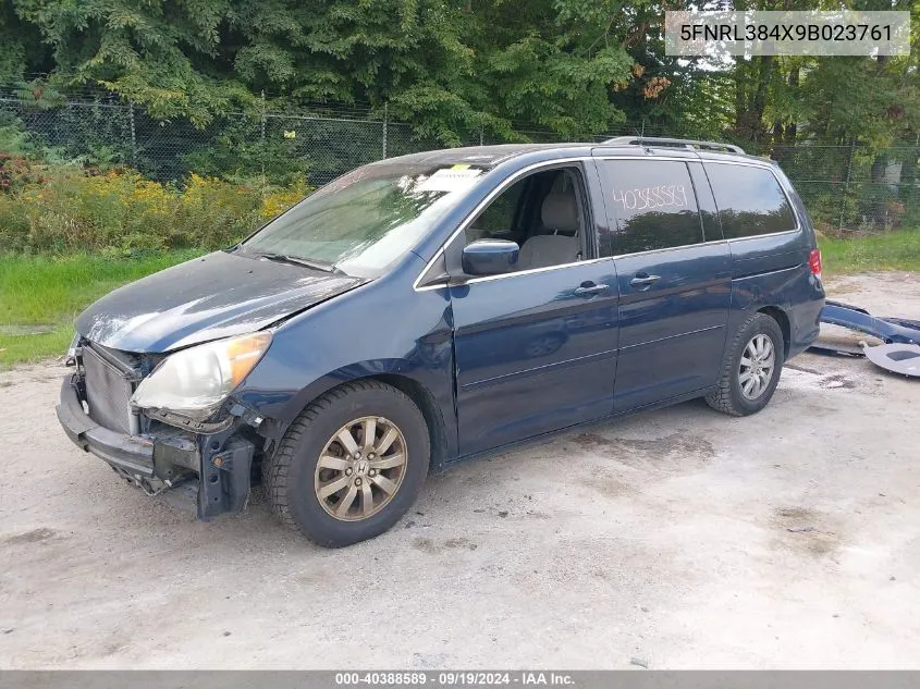 2009 Honda Odyssey Ex VIN: 5FNRL384X9B023761 Lot: 40388589