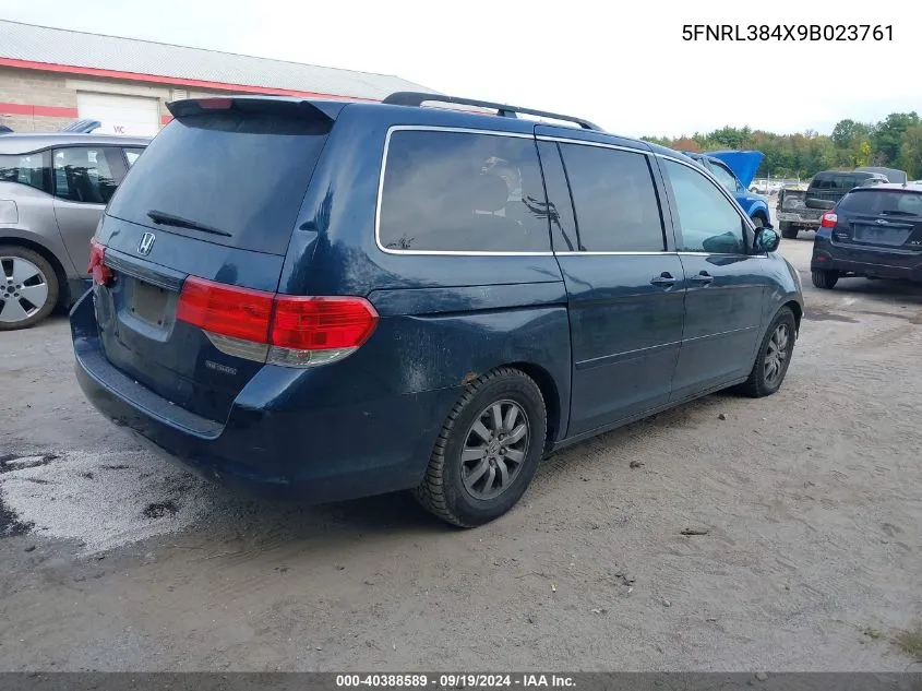 5FNRL384X9B023761 2009 Honda Odyssey Ex