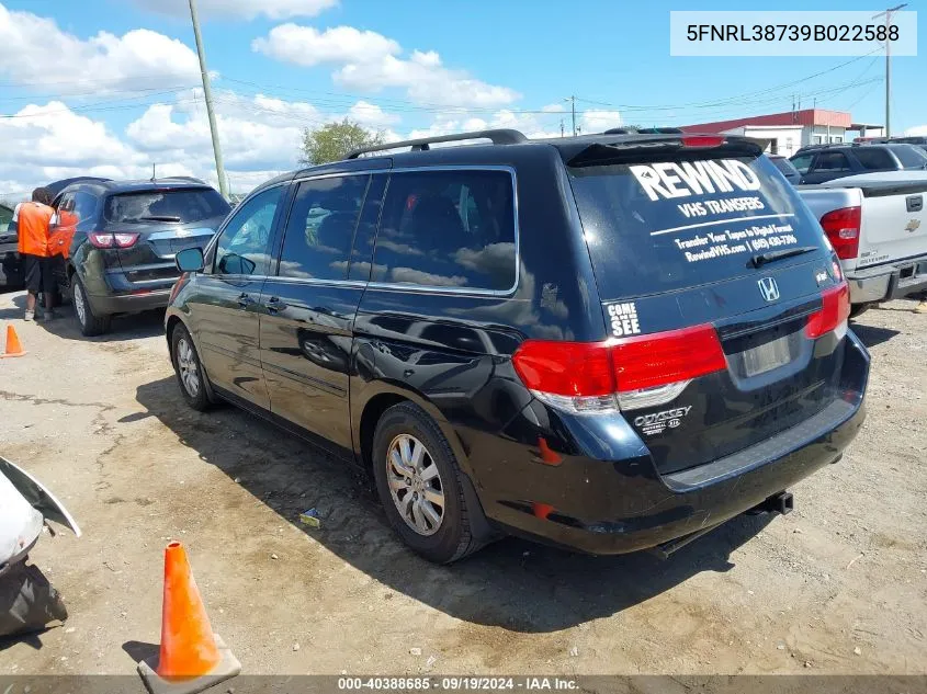 5FNRL38739B022588 2009 Honda Odyssey Ex-L