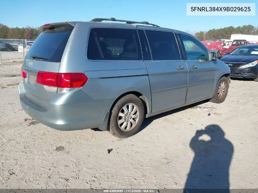 5FNRL384X9B029625 2009 Honda Odyssey Ex