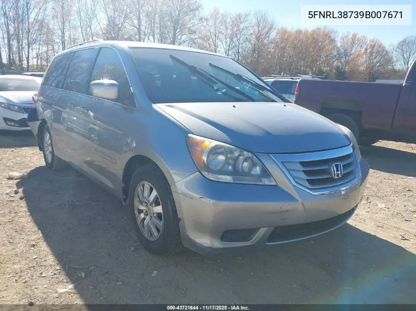 5FNRL38739B007671 2009 Honda Odyssey Ex-L