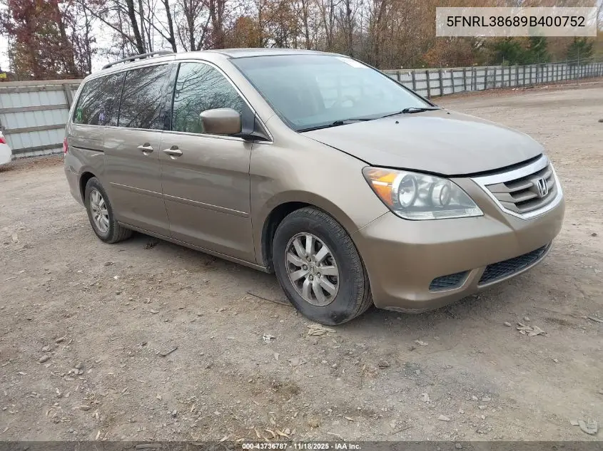 5FNRL38689B400752 2009 Honda Odyssey Ex-L