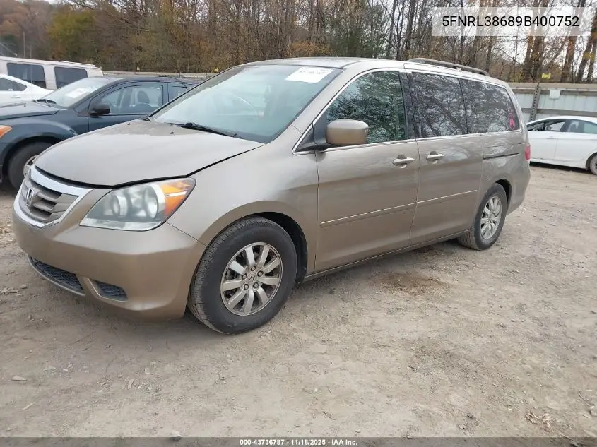 5FNRL38689B400752 2009 Honda Odyssey Ex-L