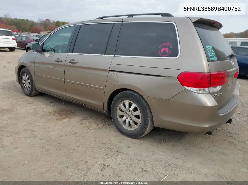 5FNRL38689B400752 2009 Honda Odyssey Ex-L