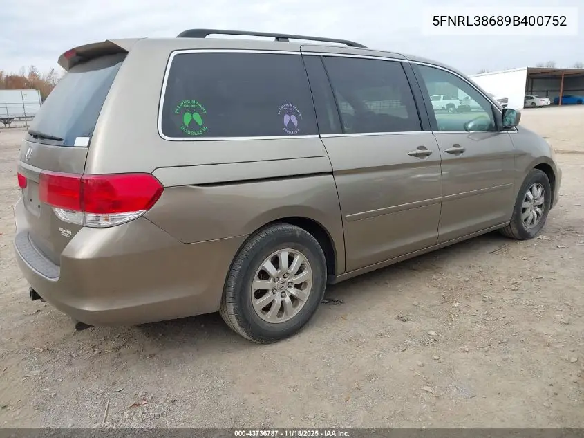5FNRL38689B400752 2009 Honda Odyssey Ex-L