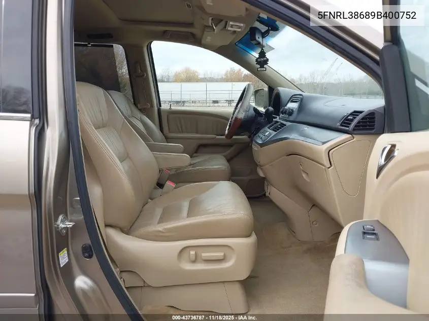 5FNRL38689B400752 2009 Honda Odyssey Ex-L