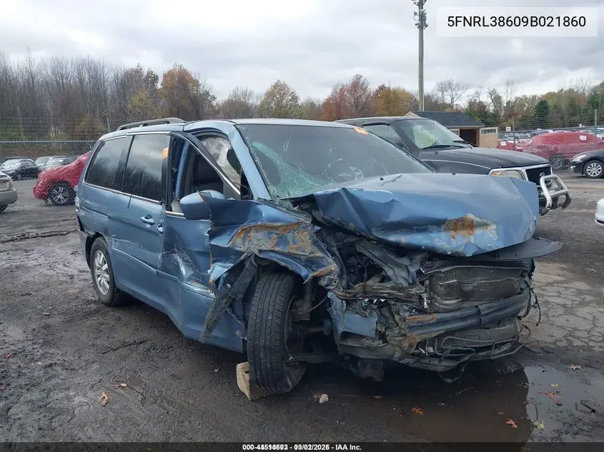 5FNRL38609B021860 2009 Honda Odyssey Ex-L