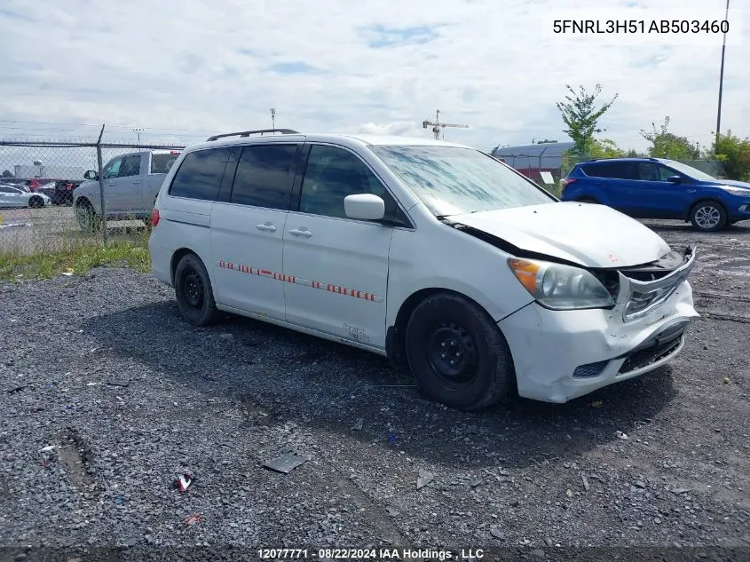 5FNRL3H51AB503460 2010 Honda Odyssey