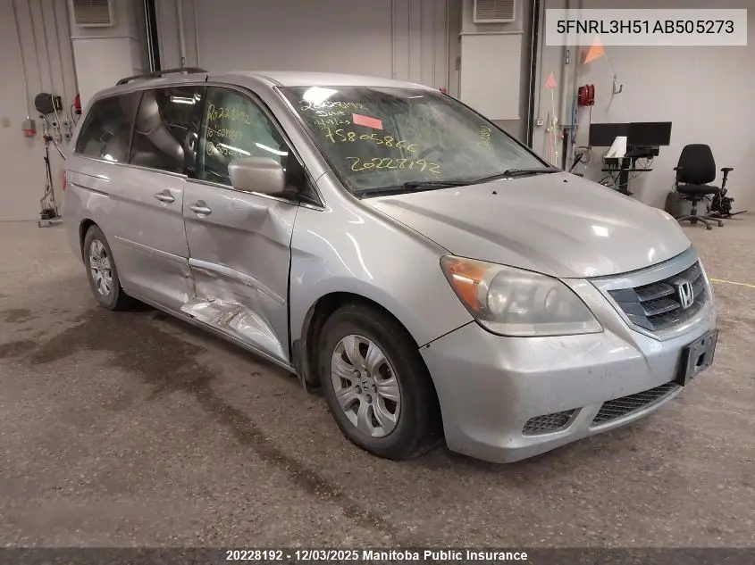 5FNRL3H51AB505273 2010 Honda Odyssey Se