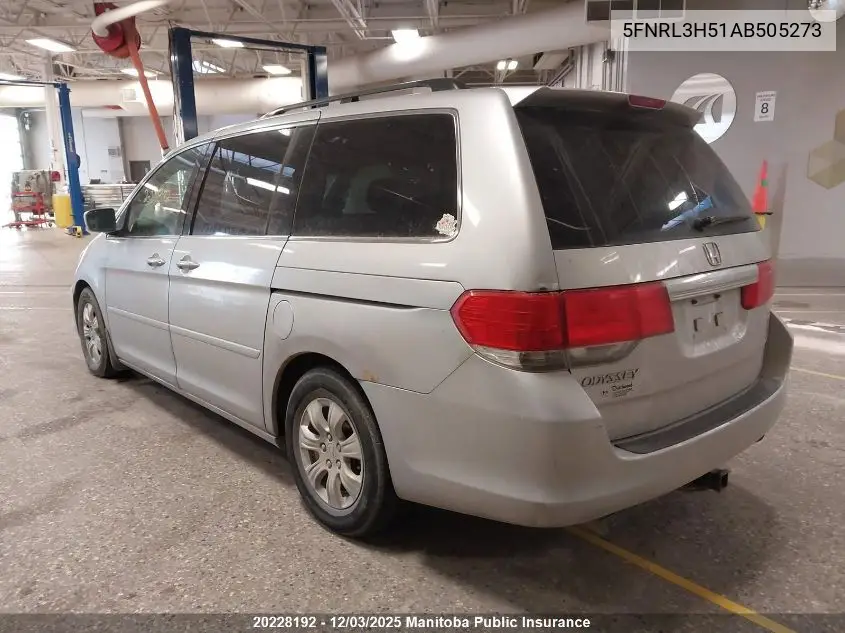 5FNRL3H51AB505273 2010 Honda Odyssey Se