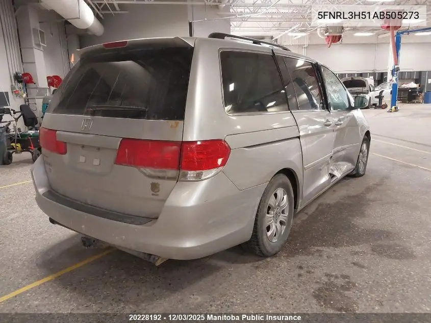 5FNRL3H51AB505273 2010 Honda Odyssey Se
